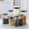 Lata Selada Quadrada Lata de Chá com Tampa de Aço Inoxidável Pote de Armazenamento Grãos Cereais Lanches Vidro Grau Alimentício Selado