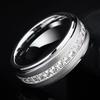 Anéis de Casal Cravejados com Diamantes em Aço Inoxidável para Mulheres com Linha Única de Diamantes e Anéis Masculinos em Aço Titânio São Populares no Sudeste Asiático