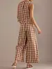 Traje Casual de Cuadros de Verano Nuevo 2026 para Mujer, Top sin Mangas + Pantalones, Venta al por Mayor Exclusiva Transfronteriza en Stock