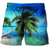 2023 Calções de Praia Transfronteiriços Costeiro Coqueiro Verão Amazon Tendência Casual Reto Estampado Calções Masculinos