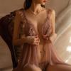 Camisón de tentación sexy Tao Tao Nai, ropa interior sexy para mujer, pijama con tirantes y abertura en el pecho, ultrafino