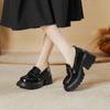 Mocassins Super Salto Alto Estilo Garota Quente Doce e Descolados para Mulheres 2026 Novos Sapatos Pequenos de Couro com Solado Grosso e Bico Arredondado para Calçar Sem Cadarço para Mulheres
