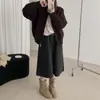 Cárdigan de punto grueso con cremallera y cuello redondo chic estilo coreano para mujer, nuevo suéter chaqueta de moda otoño e invierno 2026 para mujer
