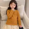 Nueva Moda Otoño 2026 Estilo Coreano Camiseta Básica Plisada para Niños, Top de Ola Suave y Cómodo para Niñas para Principios de Otoño