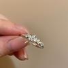 Anillo de mariposa con diamantes brillantes para mujer, de lujo, ligero y de alta gama, abierto, con un solo diamante y un solo anillo apilado para combinar.