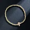 Pulsera elástica para mujer Amazon Transfronteriza Moda Letra Simple Cobre Incrustado con Circonita y Cuentas Uvccb