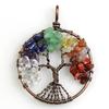 Amatista Aguamarina Multicolor Piedra Triturada Redonda Árbol de la Vida Alambre de Bronce Envuelto Colgante Collar Transfronterizo Amazon
