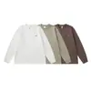 Suéter G-stone de metal com etiqueta, manga longa, masculino, gola redonda, cor sólida, minimalista, texturizado, corte solto