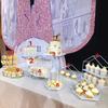 Adornos de mesa de postre blancos de estilo europeo, bandeja para pastel de bodas, soporte de exhibición, puesto de refrigerio de té de la tarde, mesa de descanso para cenas frías