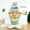 Celebridade da Internet Urso Segurando Bolo Balão de Filme de Alumínio Festa de Primeiro Aniversário Infantil Decoração de Foto Adereços