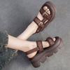 Sandalias Romanas de Suela Gruesa para Mujer 2026 Nuevo Estilo de Verano Ligeras Casuales Punta Abierta Plataforma Zapatos Negros para Mujer