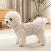 26 Otoño/Invierno Chaleco de Perro de Felpa Rosa a Cuadros con Bolsillo Bichon Teddy Gato Sin Mangas de Dos Patas Ropa para Mascotas