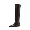 Botas largas de cuero genuino, de caña alta, tacón grueso, punta cuadrada, tacón bajo, con alza interior invisible, de cuero de plena flor, para mujer, colección otoño/invierno 2026