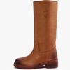 Otoño e Invierno Nuevos Casual Versátil Punta Redonda Versátil Comercio Exterior Zapatos de Mujer Tacón Medio Grueso Botas de Jinete Botas