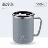 Taza de acero inoxidable 304 transfronteriza de doble capa con aislamiento térmico, taza de café informal de negocios para oficina con asa para preparar té