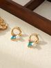 Aretes de Circonita de Color Cuadrado con Cuenta Destacada Aretes Geométricos Franceses de Acero de Titanio Hebilla para la Oreja Diseño Nicho Aretes de Acero Inoxidable Chapados en Oro