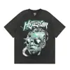 Hermosa Moda Hell Star Ins Mismo Estilo Vintage Estampado Top para Hombre y Mujer Casual a la Moda Algodón Puro Lavable Camiseta de Manga Corta