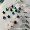 Popular Amazon transfronterizo Piedra de Tigre de Cristal de Jade 10mm piedra desnuda aretes cónicos accesorios suministro directo de fábrica