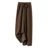 Pantalones de Lana 100% Pura de Pierna Ancha con Cintura Elástica y Cordón para Otoño e Invierno, Casual Holgado Versátil con Caída Rectos de Lana