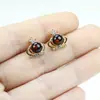 Brincos de Âmbar Sangue Naturais, Brincos Simples de Âmbar Sangue com Contas Redondas de 6mm, Brincos de Estrela Cauda de Fênix com Design de Nicho