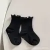 Calcetines de bebé para primavera y otoño, calcetines de algodón para niñas, calcetines estilo princesa con bordes de volantes, cómodos y sin apretar para bebés, calcetines de media pantorrilla para niños y calcetines cortos