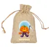 Bolsa de Regalo de Arpillera de Halloween con Cordón Bolsa de Almacenamiento de Dulces Fiesta de Festival Transfronteriza Bolsa de Dulces con Cara de Calabaza