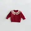 Cárdigan de Punto con Cuello de Muñeca de Fresa Nuevo para Otoño/Invierno 2026 para Bebés Niñas, Abrigo Superior Dulce y Lindo