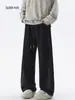 Pantalones Rectos Deportivos Grises de Algodón Puro Lavado Casual de Marca de Moda Otoñal High Street para Hombre Versátiles Simples Cómodos Largos