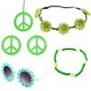 Kit Hippie adereços de fantasia símbolo da paz Halloween Carnaval festa brincos coloridos Guirlanda colar terno
