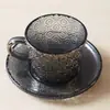 Juego de Taza y Platillo de Café Estilo Ins Lujo Ligero Vintage Té de la Tarde Vaso de Vidrio para Latte Juego de Tres Piezas Regalo para Eventos Festivos