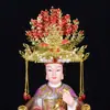Estatua Divina de Anciana Negra Hu Sanyei Taonai Corona de Fénix Abuela de Taishan Niangniang Guanyin Estatua de Buda Tocado Corona de Cabeza Sombrero
