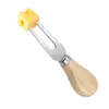 Cuchillo para Queso de Acero Inoxidable al por Mayor Juego de 4 Piezas Mango de Madera Cortador de Crema Cuchillo para Pizza Juego de Cuchillos para Queso Sputter