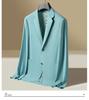 Traje Fino de Seda de Hielo con Protección Solar 2025 Chaqueta de Traje Casual de Negocios de Verano para Hombre Color Sólido Simple Combinable Chaqueta Sencilla