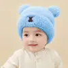 Gorro Lindo de Oso para Bebé y Niño Pequeño, Gorro de Punto Cálido con Forro de Felpa para Proteger los Oídos, Gorro de Lana de Felpa Amigable con la Piel para Niños y Niñas