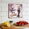 Placas de lata retro personalizadas para fast-food para paredes de restaurantes, arte decorativo de lata quadrado 20x30cm