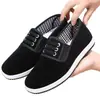 Zapatos de Tela Old Beijing para Hombre sin Cordones Zapatos Casuales para Hombres de Mediana Edad y Mayores Suela Suave Zapatos de Papá Punta Redonda Pana Zapatos de Conducir para Hombre