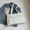 Bolsa de lona feminina 2024 nova moda grande capacidade plissado ombro axila bolsa casual all-match crossbody bolsa tote