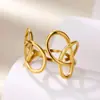Aliexpress Popular Anel Aberto com Recorte de Linha Cruzada Estilo Ins Aço Inoxidável Banhado a Ouro 18K Anel Atacado