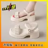 Sandalias de Tacón Grueso Estilo Hada para Mujer, Nuevo Modelo Verano 2026, Pequeñas de Suela Gruesa de Una Correa, Zapatos de Moda para Playa