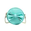 Bolsa de Ombro Fofa com Laço para Menina, Mini Bolsa Redonda Elegante com Corrente de Pérolas para Bebê, Nova Bolsa Infantil