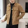Nueva Chaqueta de Pana Otoño e Invierno Nueva Solapa Marca Trendy para Hombre Top Retro Multibolsillos Chaqueta de Trabajo Guapo