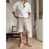 Shorts de Playa Americanos Estilo Old Money para Hombre, Pantalones Finos de Verano Imitación Seda de Hielo Lino, Shorts de Cinco Puntos para Vacaciones en la Costa
