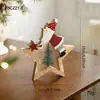 Adornos Navideños Decoraciones Creativas Adornos de Papá Noel Estrella de Cinco Puntas Regalos Regalos de Navidad Adornos de Madera para las Fiestas