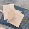 Porta-Cartões de Veludo Cinza-Azulado Personalizado, Convite de Casamento em Veludo, Novo Convite em Acrílico, Convite de Casamento de Luxo