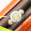 Anillo de Huevo de Paloma de Jade Birmano Natural Grado A 9094, Anillo Abierto Ajustable, Unisex, Varios Estilos Disponibles