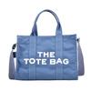 Bolso de Mano Grande de Lona con Estampado de Letras Estilo Calle Nuevo para Comercio Exterior Transfronterizo con Decoración de Rayas, Bolso Cruzado de Hombro para Mujer