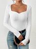2023 Europeu e Americano Novo AliExpress Francês Gola Doce Bordada Ponto Ajour Pregas no Busto Renda Decorativa Camiseta Feminina
