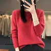 Suéter de punto para mujer con cuello redondo, diseño calado en jacquard, 100% lana merino australiana, corte holgado, suave, de manga larga, en un estilo versátil y delicado