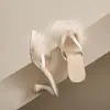 Chinelos Peludos de Luxo Estilo Francês para Mulheres, Novo Modelo Primavera 2025, Sandálias de Salto Alto Robustas da Moda, Chinelos Frescos Estilo Fada