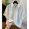 Talla Grande 150kg Estilo Coreano Camisa Top de Retazos Texturizados 2025 Unisex Verano Holgada Casual Manga Corta
